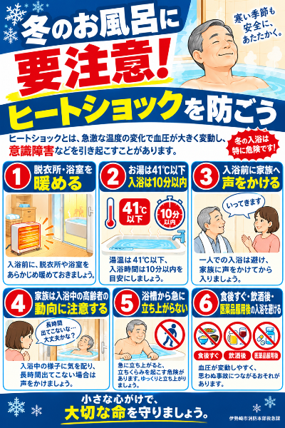 ヒートショックの注意に関する画像