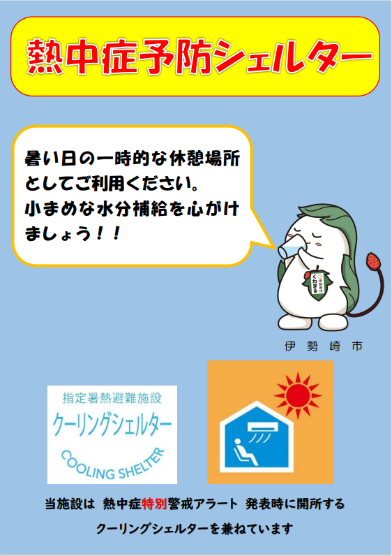 熱中症予防シェルター兼クーリングシェルター表示
