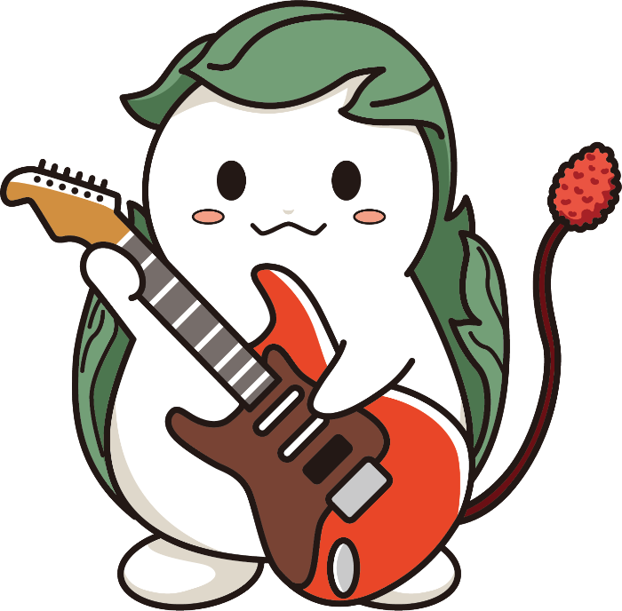 エレキギターを持ったくわまるのデザイン