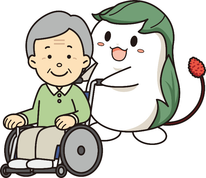車椅子を押すくわまるデザイン
