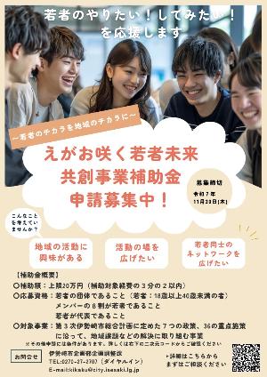 えがお咲く若者未来共創事業補助金のチラシの画像