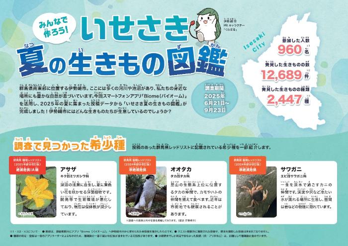 いせさき夏の生きもの図鑑のチラシの画像