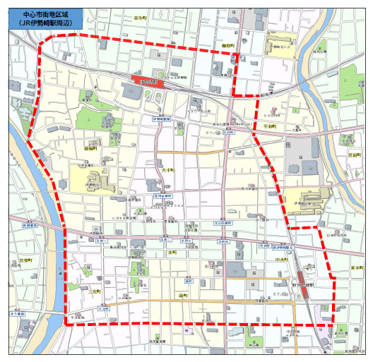 伊勢崎市中心市街地活性化基本計画に定める地域
