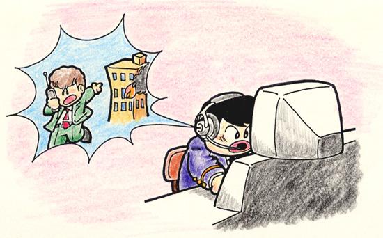 119番携帯電話からの通報時のイラスト