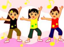3人の女の子がダンスをしているイラスト