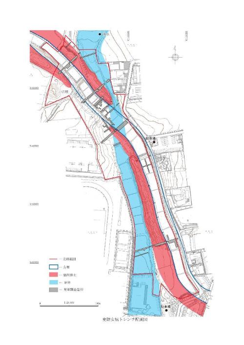 南北に延びる史跡女堀の全体図