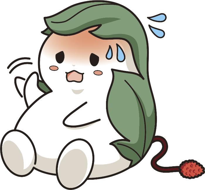 暑がって手で仰いでいる「くわまる」