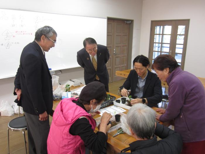 親子小品盆栽体験教室の様子