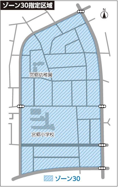平成28年度の取組みとしてゾーン30規制区域に指定された田中島町周辺地域を示した画像