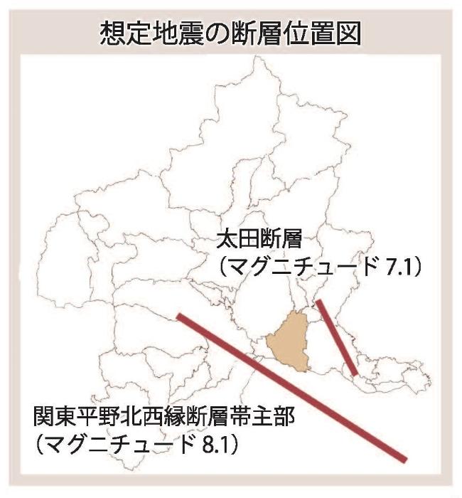 想定地震の断層位置図