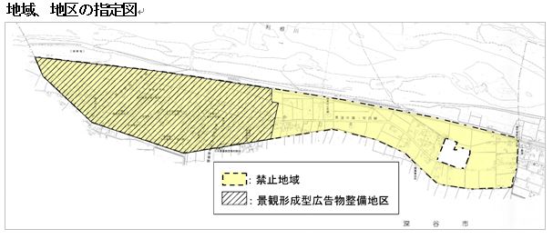 境島村における景観形成型広告物整備地区の指定図です。詳しくは問い合わせてください