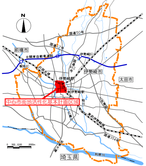 中心市街地活性化基本計画区域の位置図