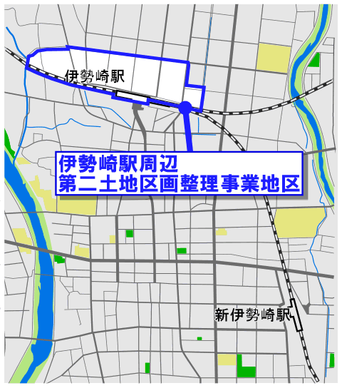 伊勢崎駅周辺第二土地区画整理事業地区の区域図