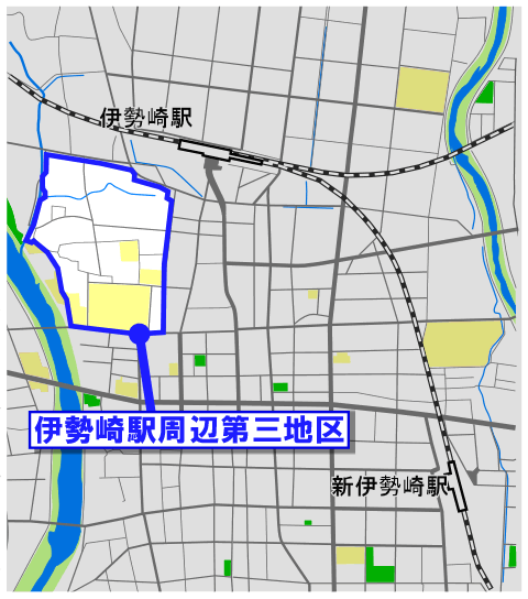 伊勢崎駅周辺第三土地区画整理事業の区域図