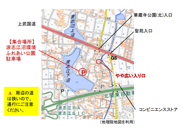 集合場所の説明を記した地図