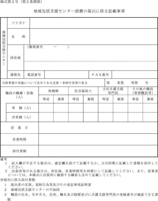 伊勢崎市地域包括支援センターの設置に係る届出等に関する規則